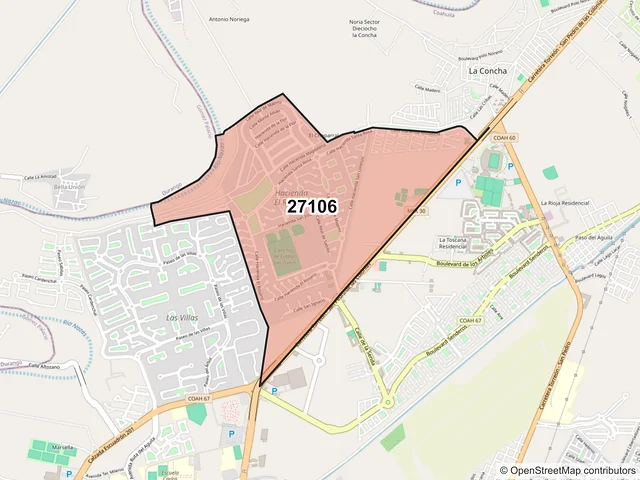 Mapa del código postal 27106, Torreón, Coahuila de Zaragoza