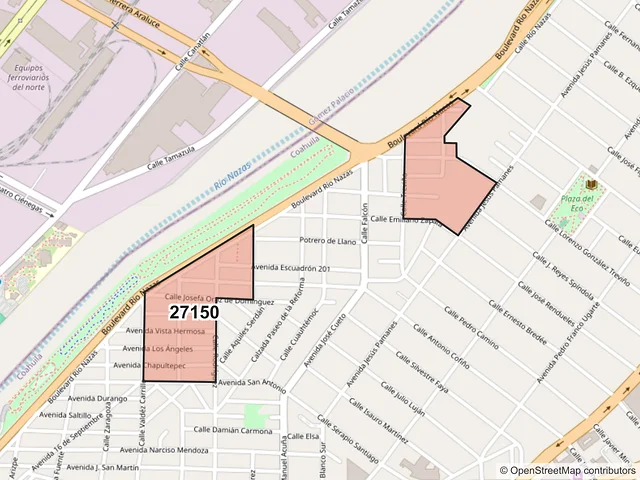Mapa del código postal 27150, Torreón, Coahuila de Zaragoza
