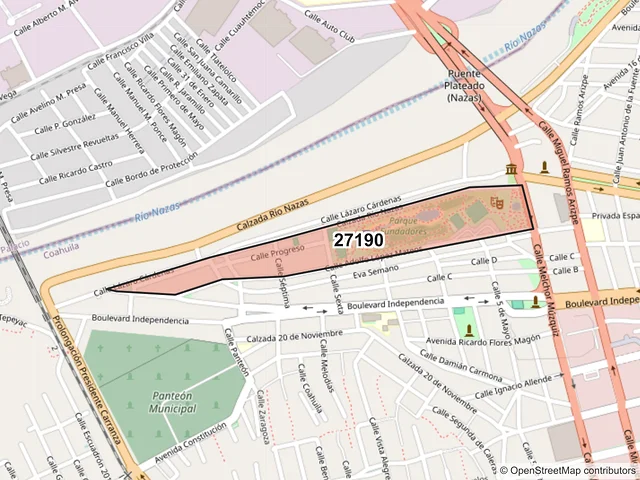 Mapa del código postal 27190, Torreón, Coahuila de Zaragoza