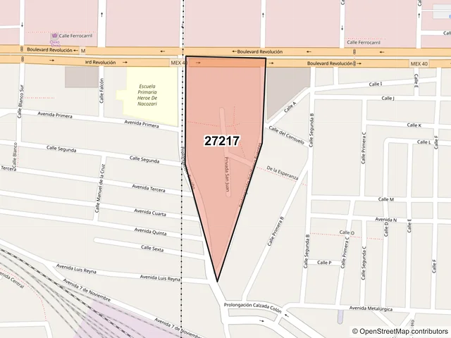 Mapa del código postal 27217, Torreón, Coahuila de Zaragoza