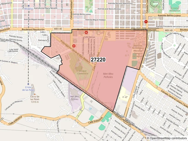 Mapa del código postal 27220, Torreón, Coahuila de Zaragoza