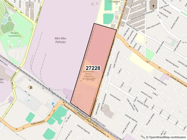 Mapa del código postal 27228, Torreón, Coahuila de Zaragoza