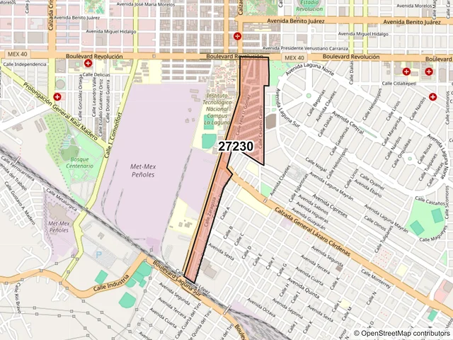 Mapa del código postal 27230, Torreón, Coahuila de Zaragoza