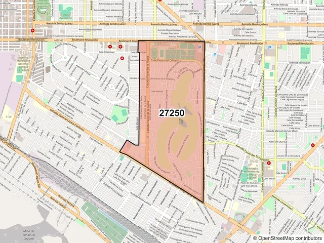Mapa del código postal 27250, Torreón, Coahuila de Zaragoza