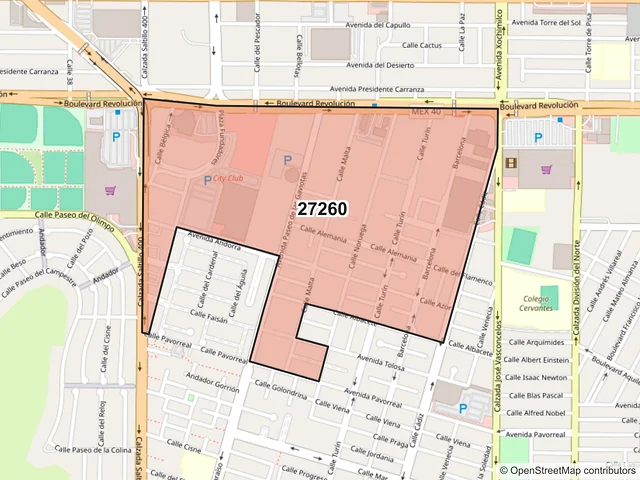 Mapa del código postal 27260, Torreón, Coahuila de Zaragoza