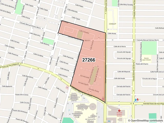 Mapa del código postal 27266, Torreón, Coahuila de Zaragoza