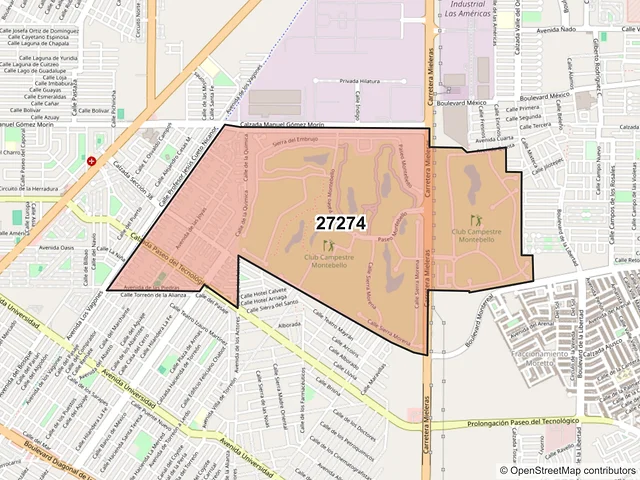 Mapa del código postal 27274, Torreón, Coahuila de Zaragoza