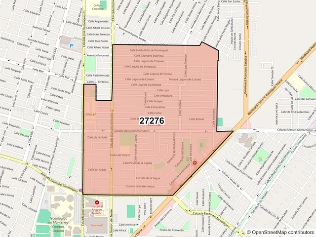 Mapa del código postal 27276, Torreón, Coahuila de Zaragoza