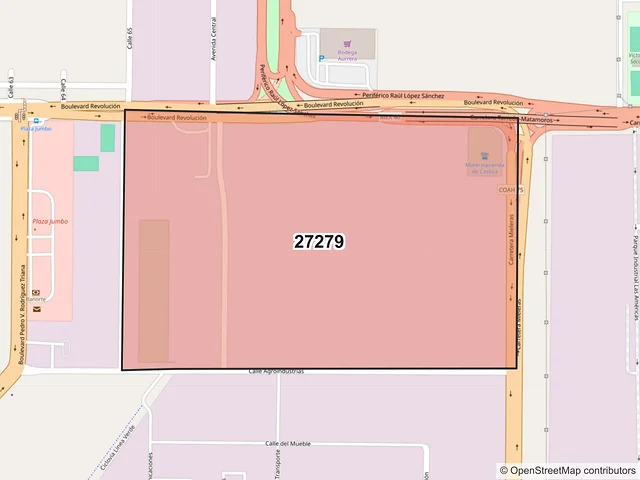Mapa del código postal 27279, Torreón, Coahuila de Zaragoza