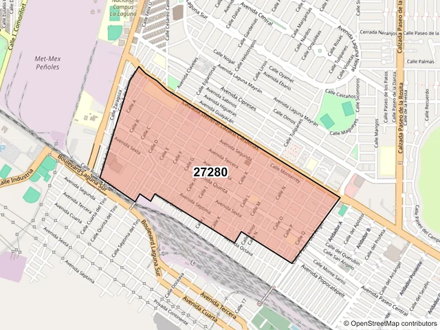 Mapa del código postal 27280, Torreón, Coahuila de Zaragoza