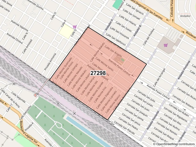 Mapa del código postal 27298, Torreón, Coahuila de Zaragoza