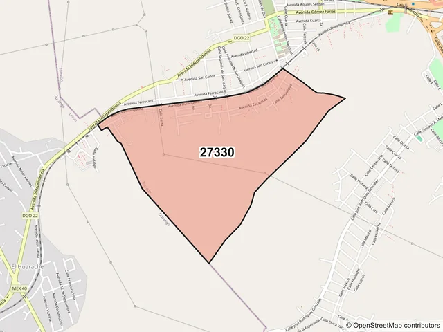 Mapa del código postal 27330, Torreón, Coahuila de Zaragoza