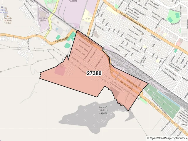 Mapa del código postal 27380, Torreón, Coahuila de Zaragoza