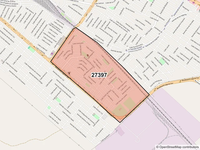Mapa del código postal 27397, Torreón, Coahuila de Zaragoza