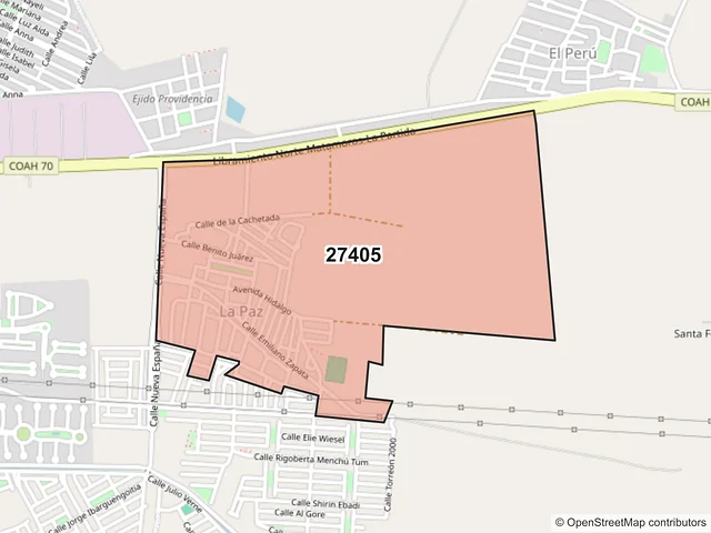 Mapa del código postal 27405, Torreón, Coahuila de Zaragoza
