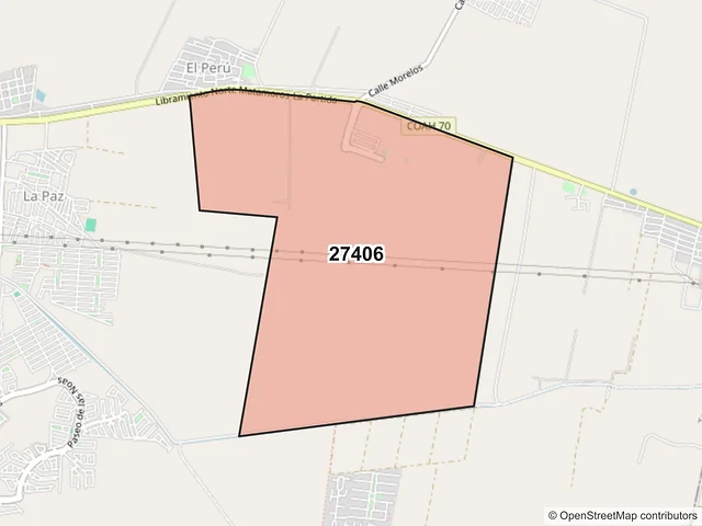 Mapa del código postal 27406, Torreón, Coahuila de Zaragoza