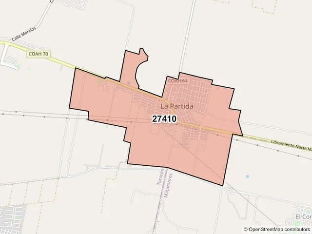 Mapa del código postal 27410, Torreón, Coahuila de Zaragoza