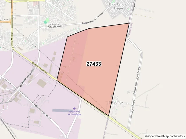 Mapa del código postal 27433, Torreón, Coahuila de Zaragoza