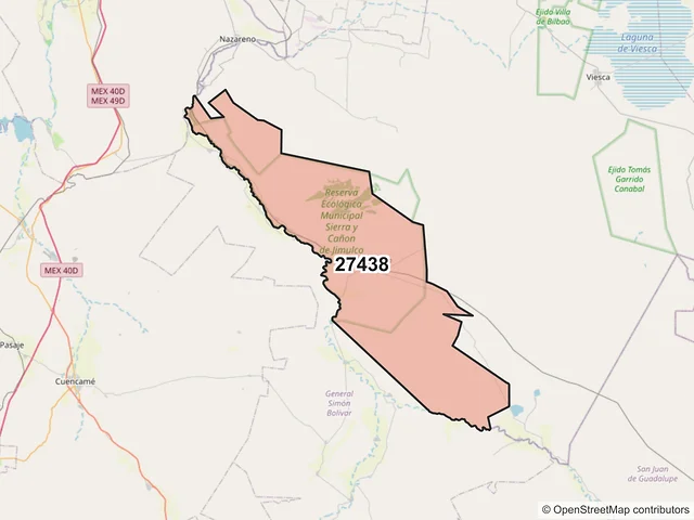 Mapa del código postal 27438, Torreón, Coahuila de Zaragoza