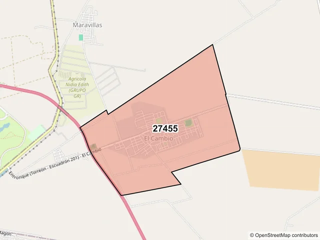 Mapa del código postal 27455, Matamoros, Coahuila de Zaragoza