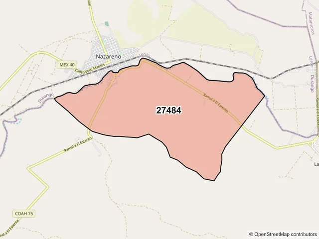 Mapa del código postal 27484, Viesca, Coahuila de Zaragoza