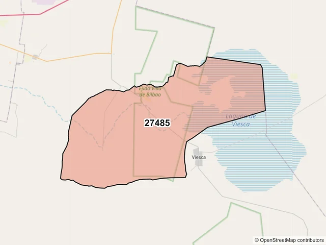 Mapa del código postal 27485, Viesca, Coahuila de Zaragoza