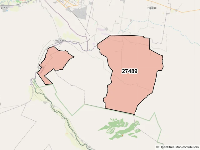 Mapa del código postal 27489, Viesca, Coahuila de Zaragoza