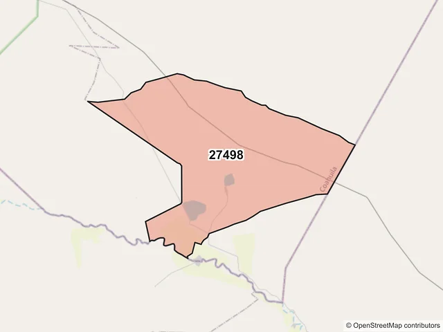 Mapa del código postal 27498, Viesca, Coahuila de Zaragoza