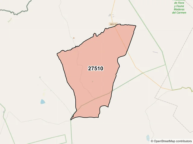 Mapa del código postal 27510, Ocampo, Coahuila de Zaragoza