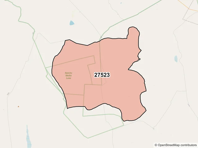 Mapa del código postal 27523, Ocampo, Coahuila de Zaragoza