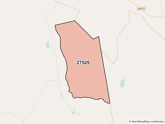 Mapa del código postal 27525, Ocampo, Coahuila de Zaragoza
