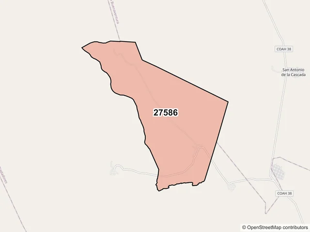 Mapa del código postal 27586, Nadadores, Coahuila de Zaragoza