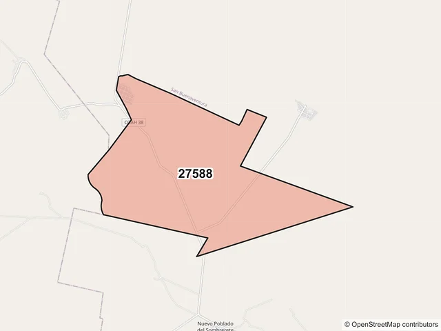Mapa del código postal 27588, Nadadores, Coahuila de Zaragoza