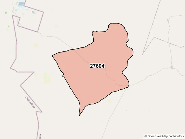 Mapa del código postal 27604, Sierra Mojada, Coahuila de Zaragoza