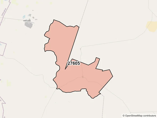 Mapa del código postal 27605, Sierra Mojada, Coahuila de Zaragoza