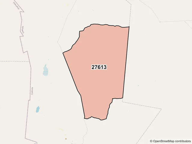 Mapa del código postal 27613, Sierra Mojada, Coahuila de Zaragoza