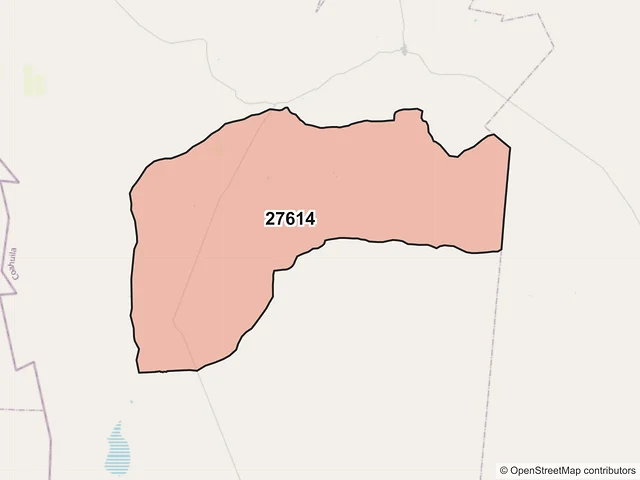 Mapa del código postal 27614, Sierra Mojada, Coahuila de Zaragoza