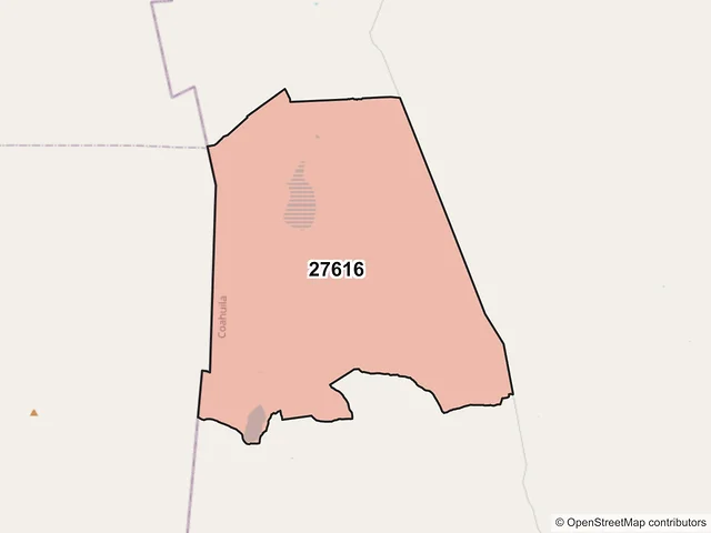 Mapa del código postal 27616, Sierra Mojada, Coahuila de Zaragoza
