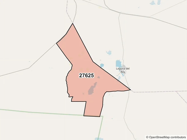 Mapa del código postal 27625, Sierra Mojada, Coahuila de Zaragoza