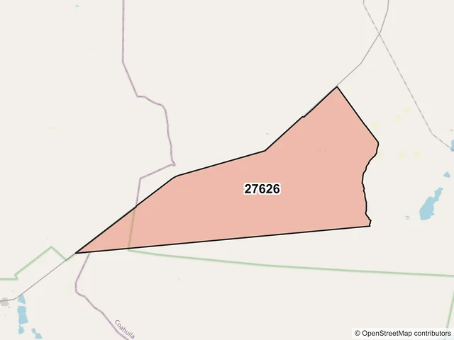 Mapa del código postal 27626, Sierra Mojada, Coahuila de Zaragoza