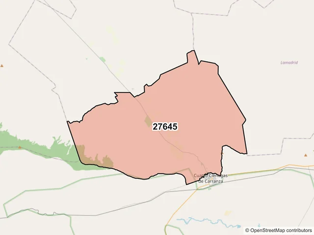 Mapa del código postal 27645, Cuatro Ciénegas, Coahuila de Zaragoza