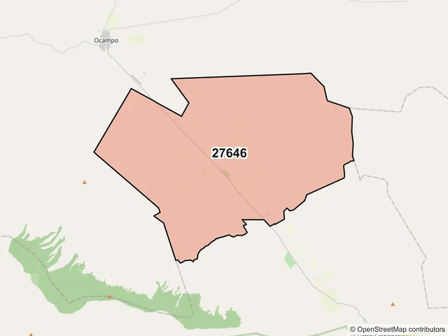 Mapa del código postal 27646, Cuatro Ciénegas, Coahuila de Zaragoza