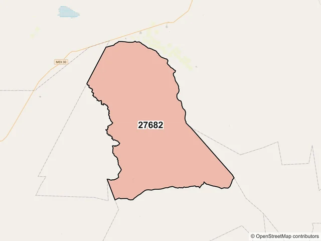Mapa del código postal 27682, Cuatro Ciénegas, Coahuila de Zaragoza