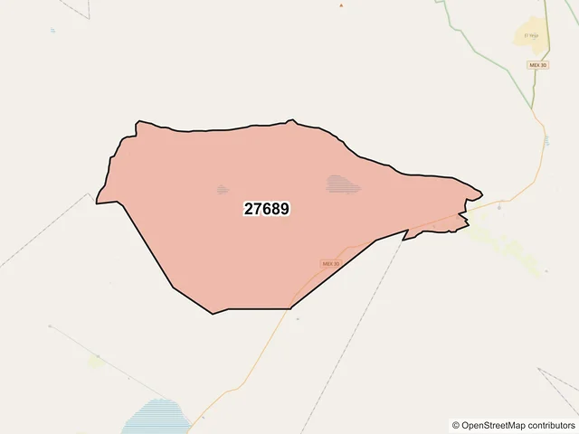 Mapa del código postal 27689, Cuatro Ciénegas, Coahuila de Zaragoza