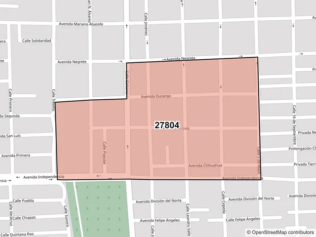 Mapa del código postal 27804, San Pedro, Coahuila de Zaragoza