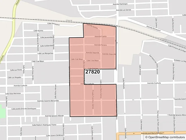 Mapa del código postal 27820, San Pedro, Coahuila de Zaragoza