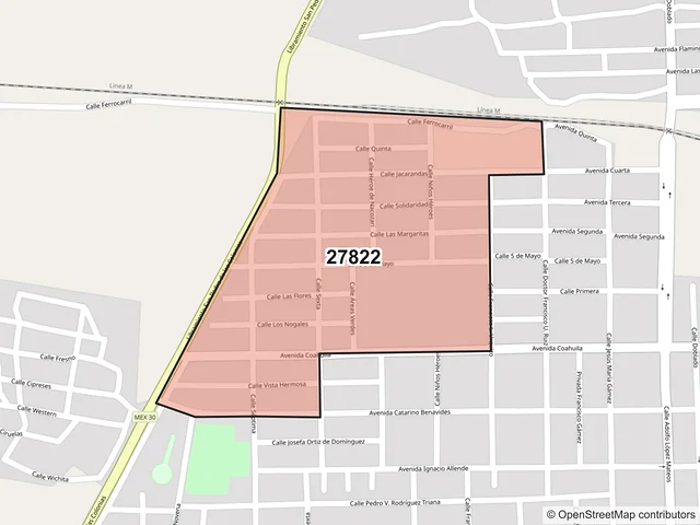 Mapa del código postal 27822, San Pedro, Coahuila de Zaragoza