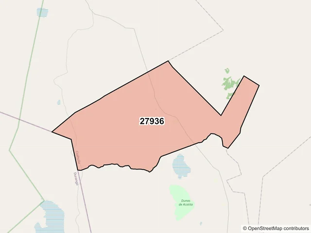 Mapa del código postal 27936, Francisco I. Madero, Coahuila de Zaragoza