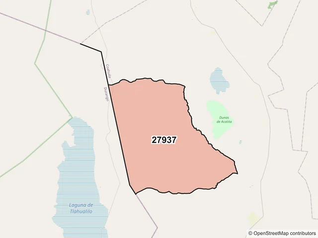 Mapa del código postal 27937, Francisco I. Madero, Coahuila de Zaragoza