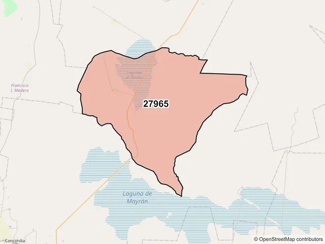 Mapa del código postal 27965, San Pedro, Coahuila de Zaragoza
